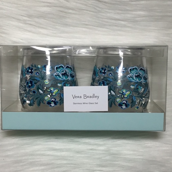 Vera Bradley Dining Nwt Vera Bradley Cloud Vine Stemless Wine